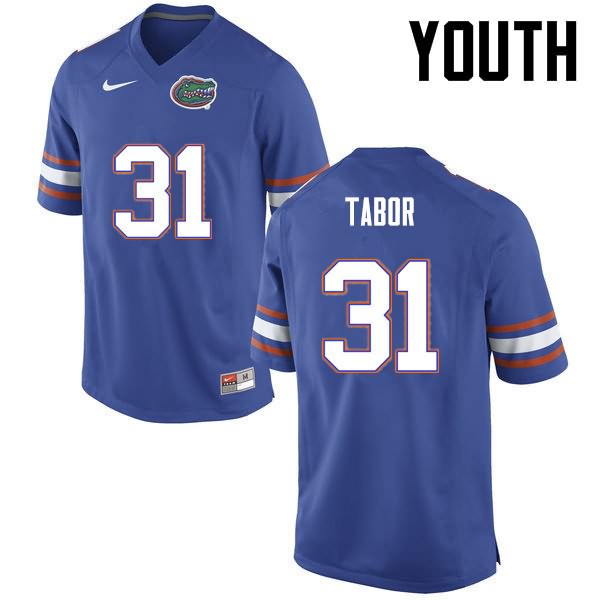 NCAA Florida Gators Teez Tabor Youth #31 Nike Blue Stitched Authentic College Football Jersey CCY1064JV